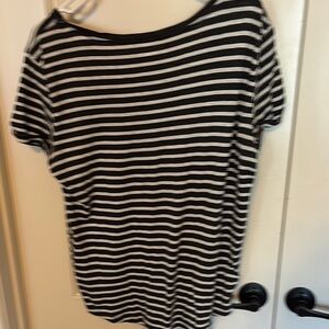 H&M Black and White Striped Short Sleeve Tee